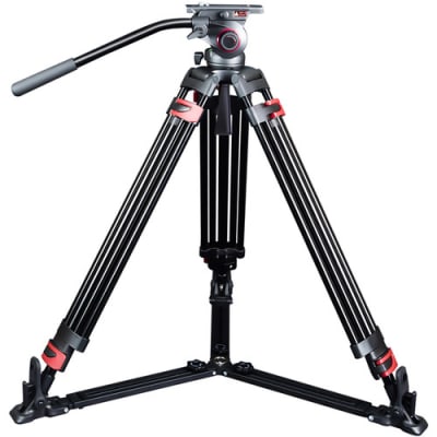MILIBOO MTT609A PROFESSIONAL TRIPOD AND FLUID HEAD WITH GROUND SPREADER (ALUMINUM) | Tripods Stabilizers and Support