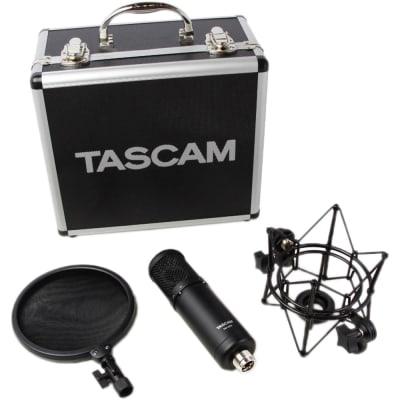 TASCAM TM-280 STUDIO MICROPHONE WITH FLIGHT CASE, SHOCKMOUNT, AND POP FILTER | Audio