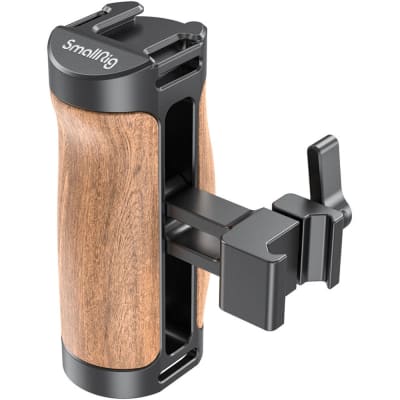 SMALLRIG 2978 WOODEN SIDE HANDLE WITH NATO CLAMP AND QUICK RELEASE NATO RAIL