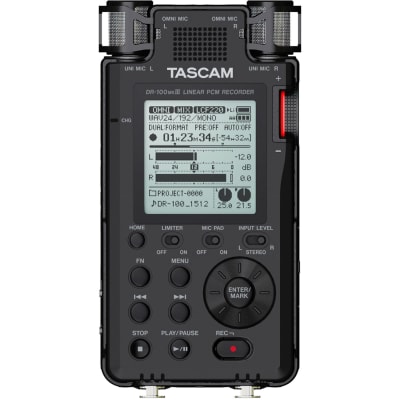 TASCAM DR-100MKIII 2-INPUT / 2-TRACK PORTABLE AUDIO RECORDER WITH ONBOARD 4-MIC ARRAY