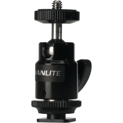 NANLITE MINI BALL HEAD WITH HOT SHOE ADAPTER AND 1/4''-20 MOUNT